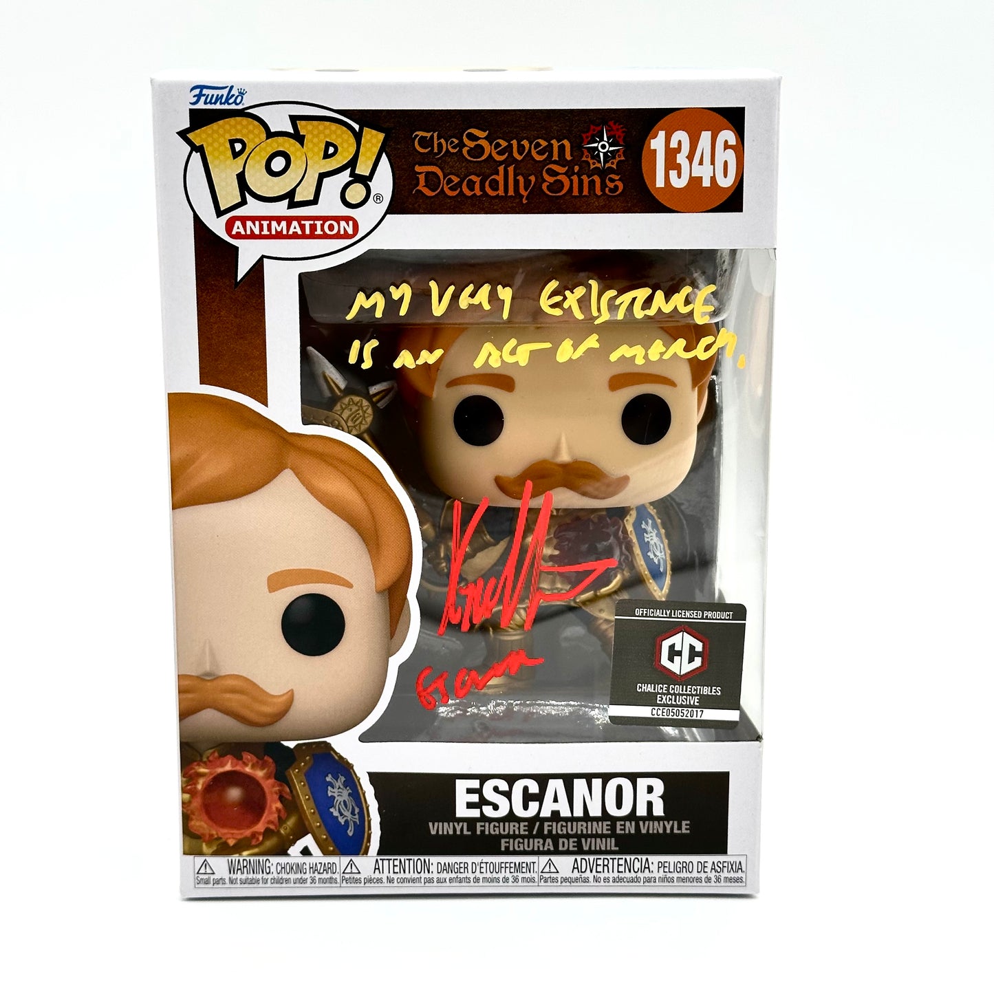Seven Deadly Sins Escanor Funko Signed By Kyle Herbert