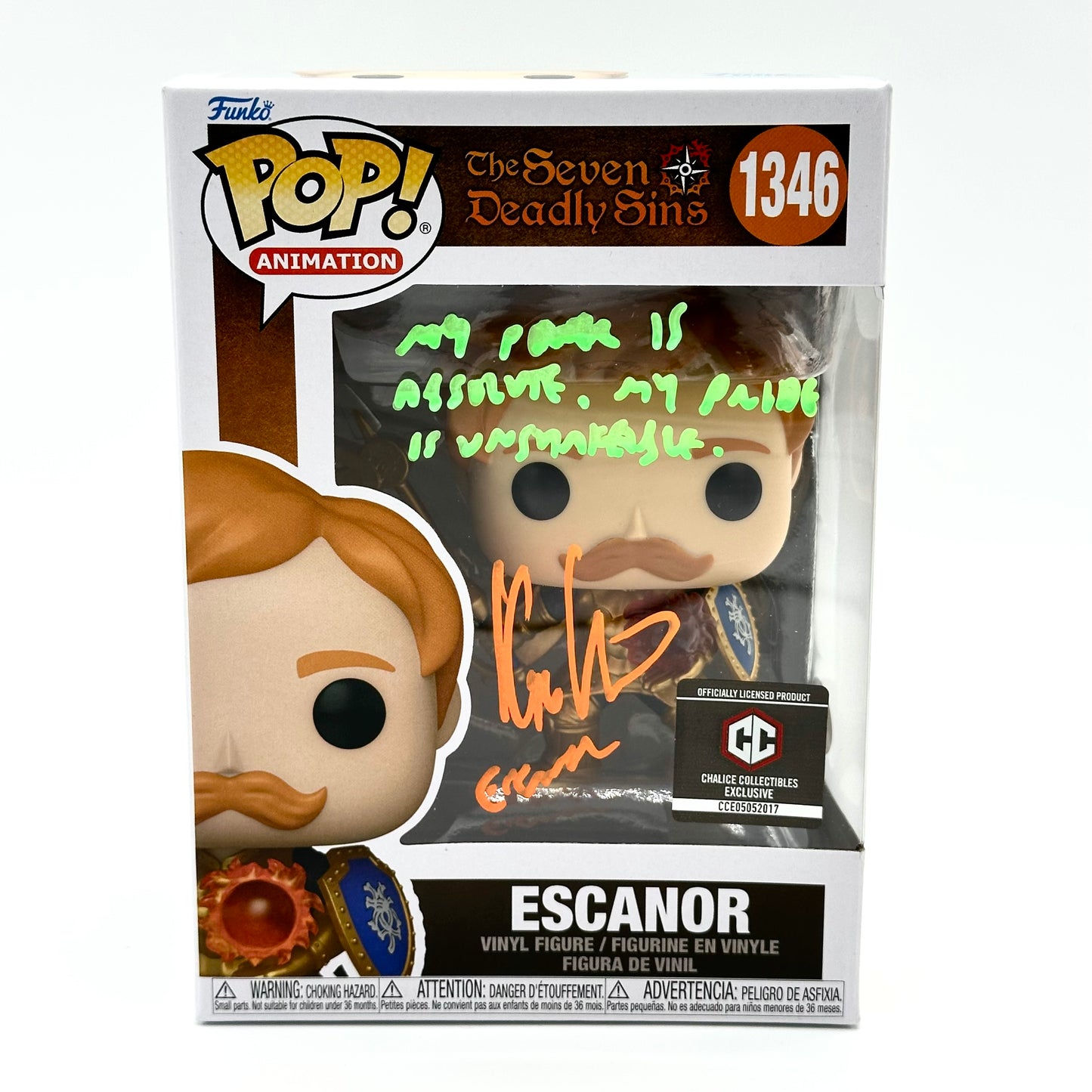 Seven Deadly Sins Escanor Funko Signed By Kyle Herbert