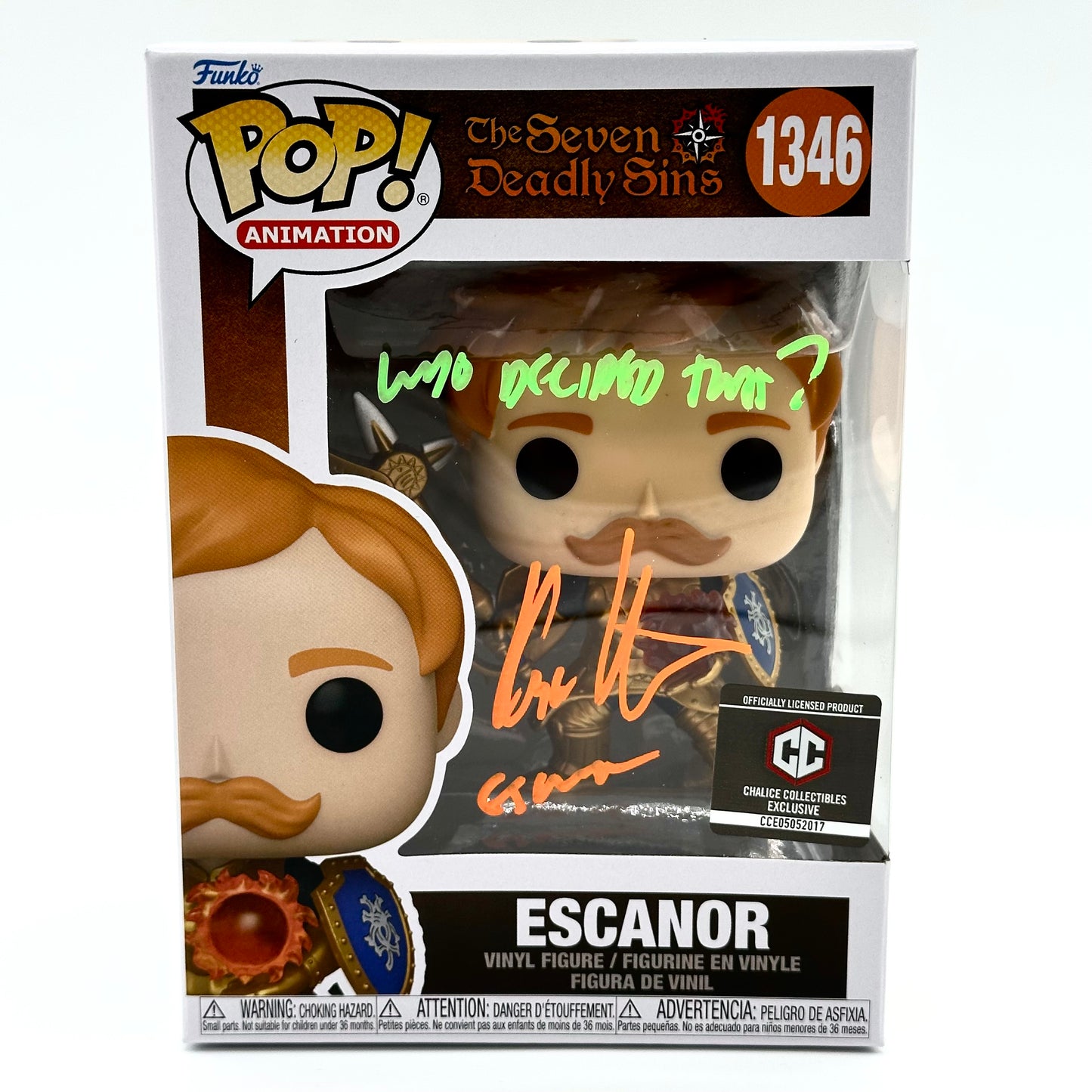 Seven Deadly Sins Escanor Funko Signed By Kyle Herbert