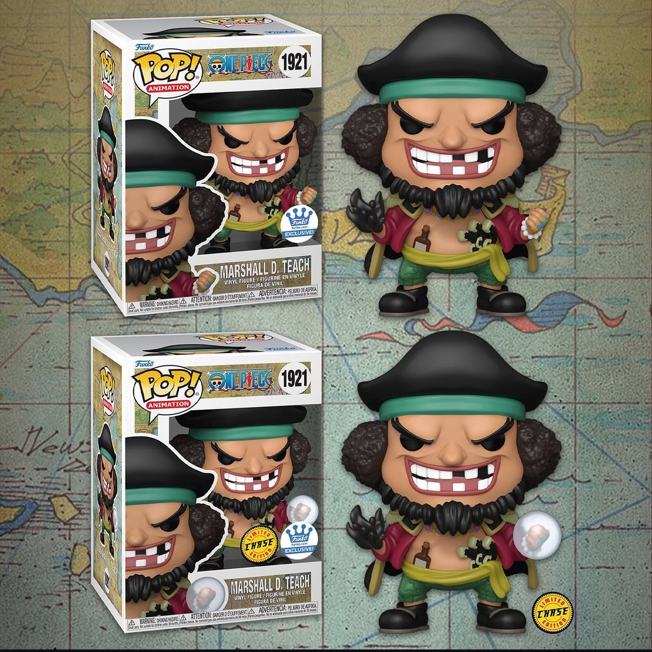 PRE ORDER One Piece Blackbeard Funko exc chase/common Signed by Chris Rager