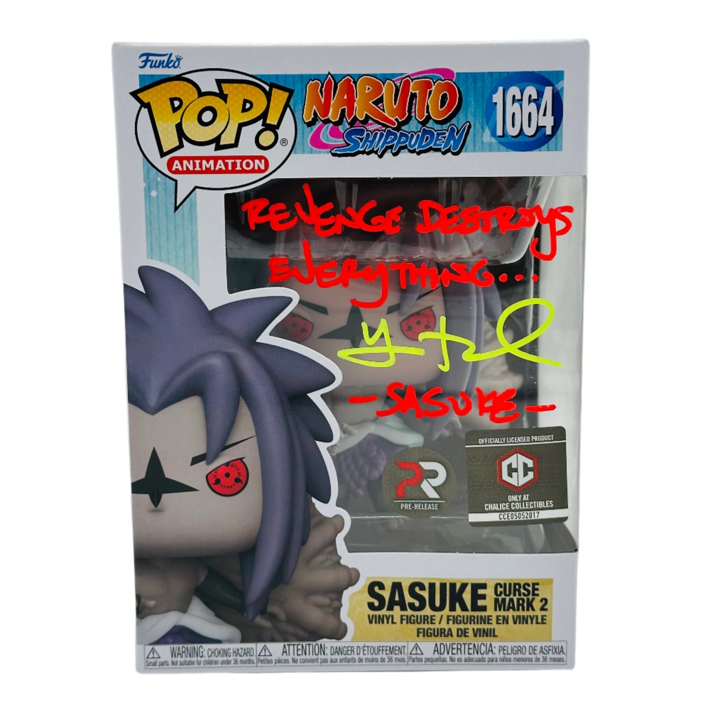 Naruto Sasuke Cursed mark 2 PR Signed By Yuri Lowenthal