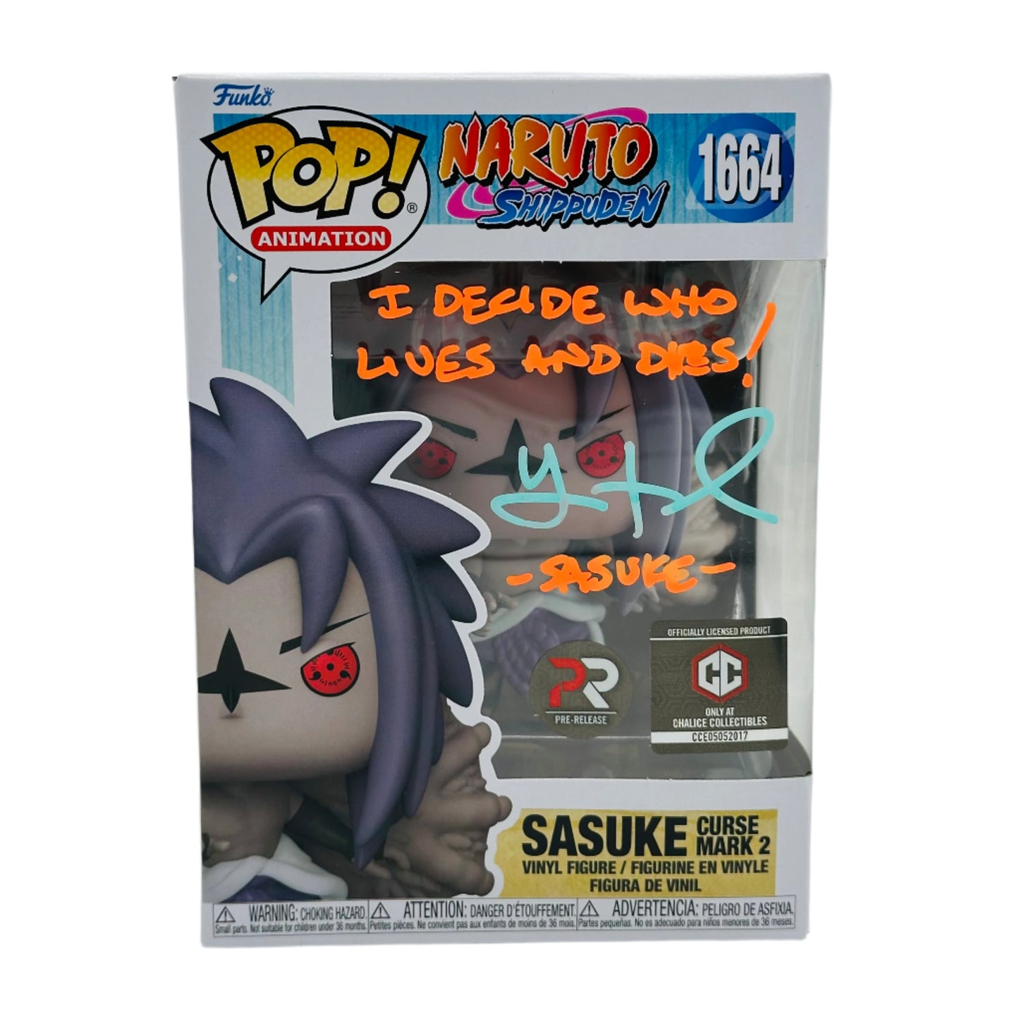Naruto Sasuke Cursed mark 2 PR Signed By Yuri Lowenthal