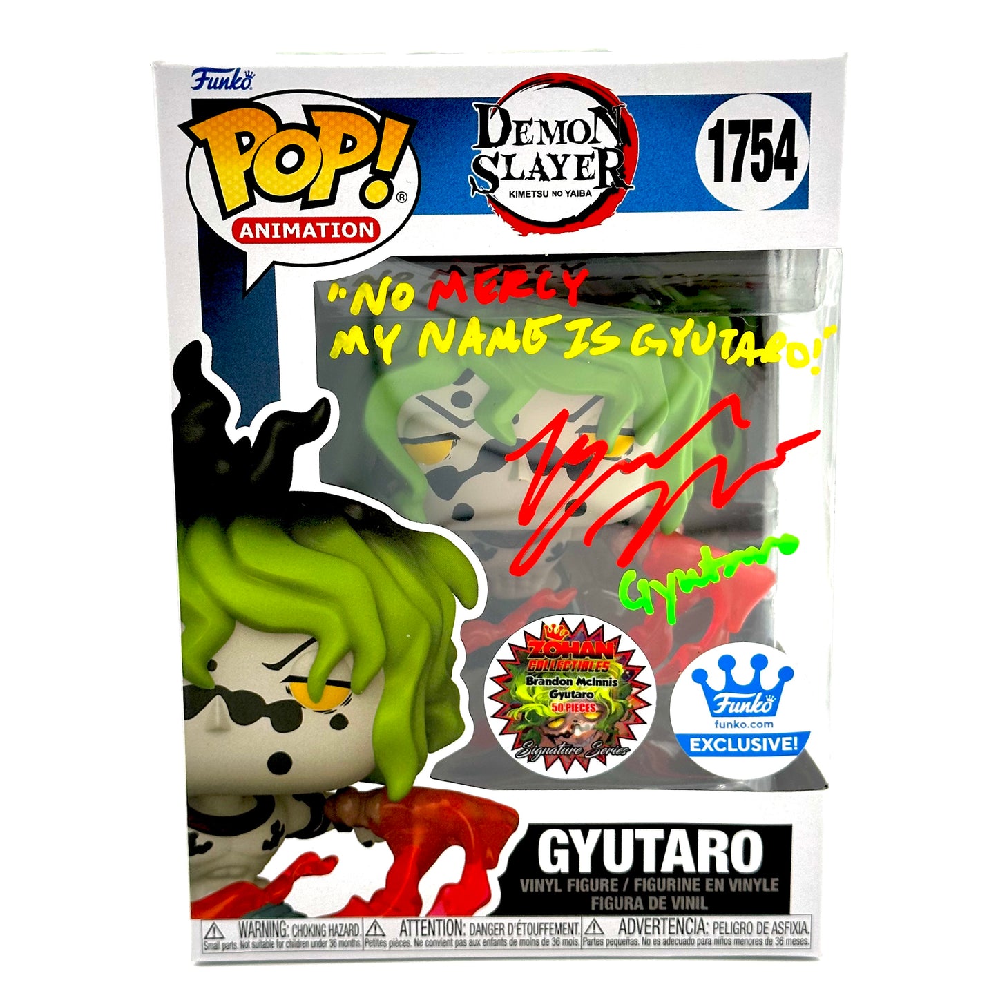 Demon slayer Gyutaro Funko Exclusive Signed By Brandon Mcinnis