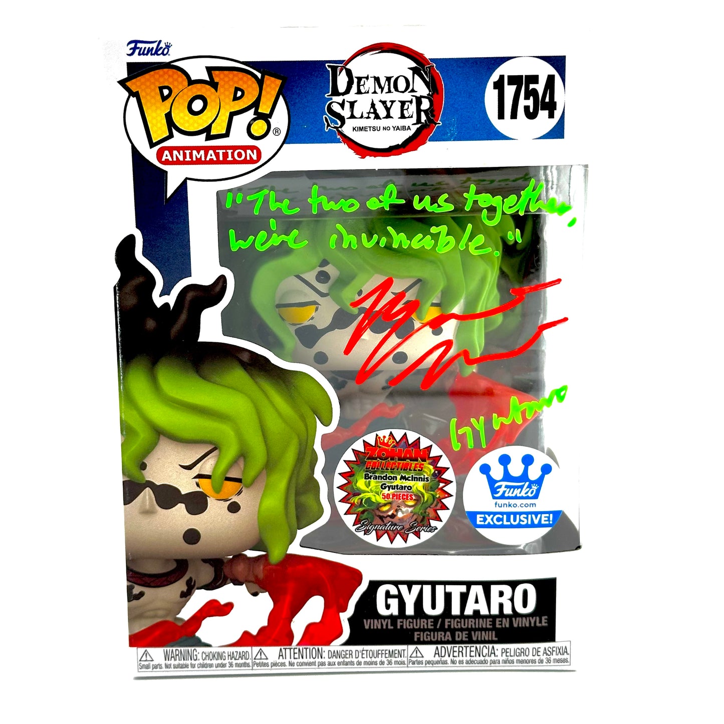 Demon slayer Gyutaro Funko Exclusive Signed By Brandon Mcinnis