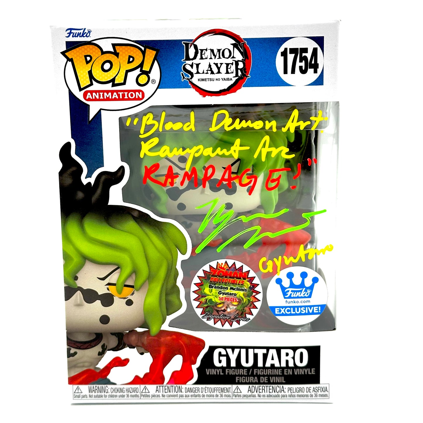 Demon slayer Gyutaro Funko Exclusive Signed By Brandon Mcinnis
